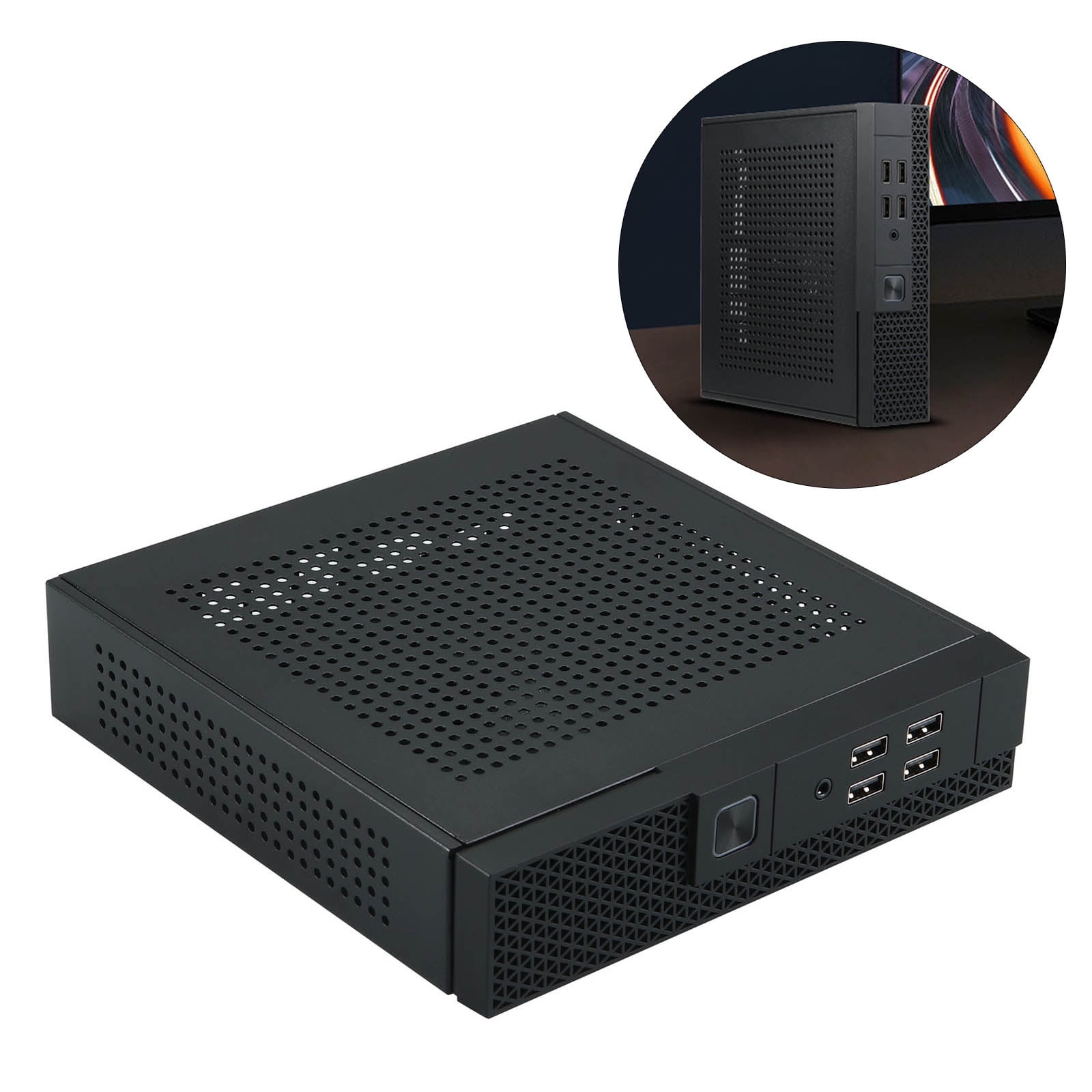 ITX Computer Case TX07 Desktop Case Industrial Control HTPC Case Monitoring Server Chassis with 4 USB Port
