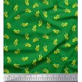 thumbnail image 1 of Soimoi Green Poly Georgette Fabric Yellow Flower & Dots Print Fabric by Yard 42 Inch Wide, 1 of 5