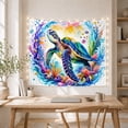 thumbnail image 5 of Sea Turtle With Colorful Fish and Coral Cheerful Watercolor Style for Ocean Lovers Coastal Wall Decor Birthday Gift Tapestry Wall Hanging for Bedroom, Dorm and Bathroom, 5 of 7