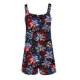 thumbnail image 3 of Nuoqisi Women's American Flag Overalls Loose Fitted Summer Rompers 4th of July Patriotic Jumpsuit Outfit Casual Adjustable Bibs with Pockets, 3 of 7