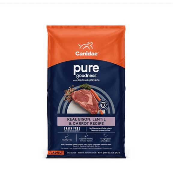 Canidae Pure Goodness Real Bison Lentil & Carrot Recipe Dry Dog Food 21 lb