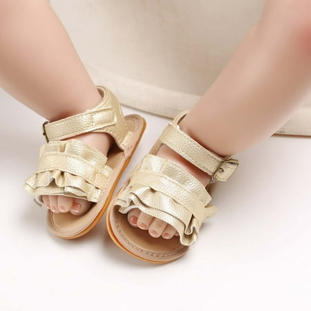 

Lilgiuy Baby Girls Cute Sandals with Flower Bowknot Summer Soft Sole Newborn First Walker Crib Dress Shoes for 0-15 Months