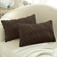 thumbnail image 7 of decorUhome Pack of 2 Throw Pillow Covers 12x20, Soft Plush Faux Wool Couch Pillow Covers, Brown (Pillow Cover Only, No Inserts Included), 7 of 7