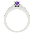 thumbnail image 4 of 0.85 ct Brilliant Round Cut Natural Amethyst 18K White Gold Solitaire with Accents Engagement Bridal Wedding Ring Band Set size 4, 4 of 7