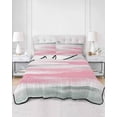 thumbnail image 2 of Quilts Full Size Bedding Set, Pink Gray White Lightweight Quilted Comforter, Contemporary Simple Abstract Mottled Soft Reversible Bedspread Coverlet with Pillow Covers for All Season, 78" x 90", 2 of 7