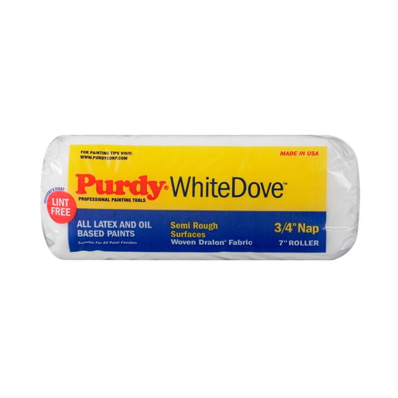 Purdy White Dove 672074 Paint Roller Cover, Latex, Oil-Based Paint, 3/4 in Thick Nap, 1-1/2 in Core, Dralon Fabric Cover