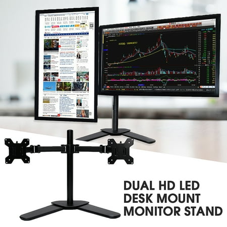27 Dual Hd Led Desk Mount Monitor Stand Bracket 2 Arm Holds Two