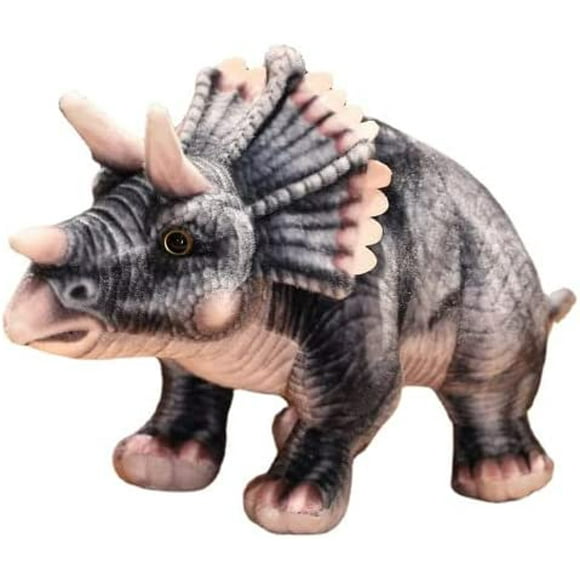 New Real Life Dinosaurs Plush Toy Simulation Triceratops Plushie (Gray,18 inch)