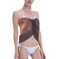 thumbnail image 4 of KLL Red And Gray Flame Fox Print Women's Sarong Coverups Short Bathing Suit Wrap Skirt Beach Wrap Swimsuit Cover Ups, 4 of 6