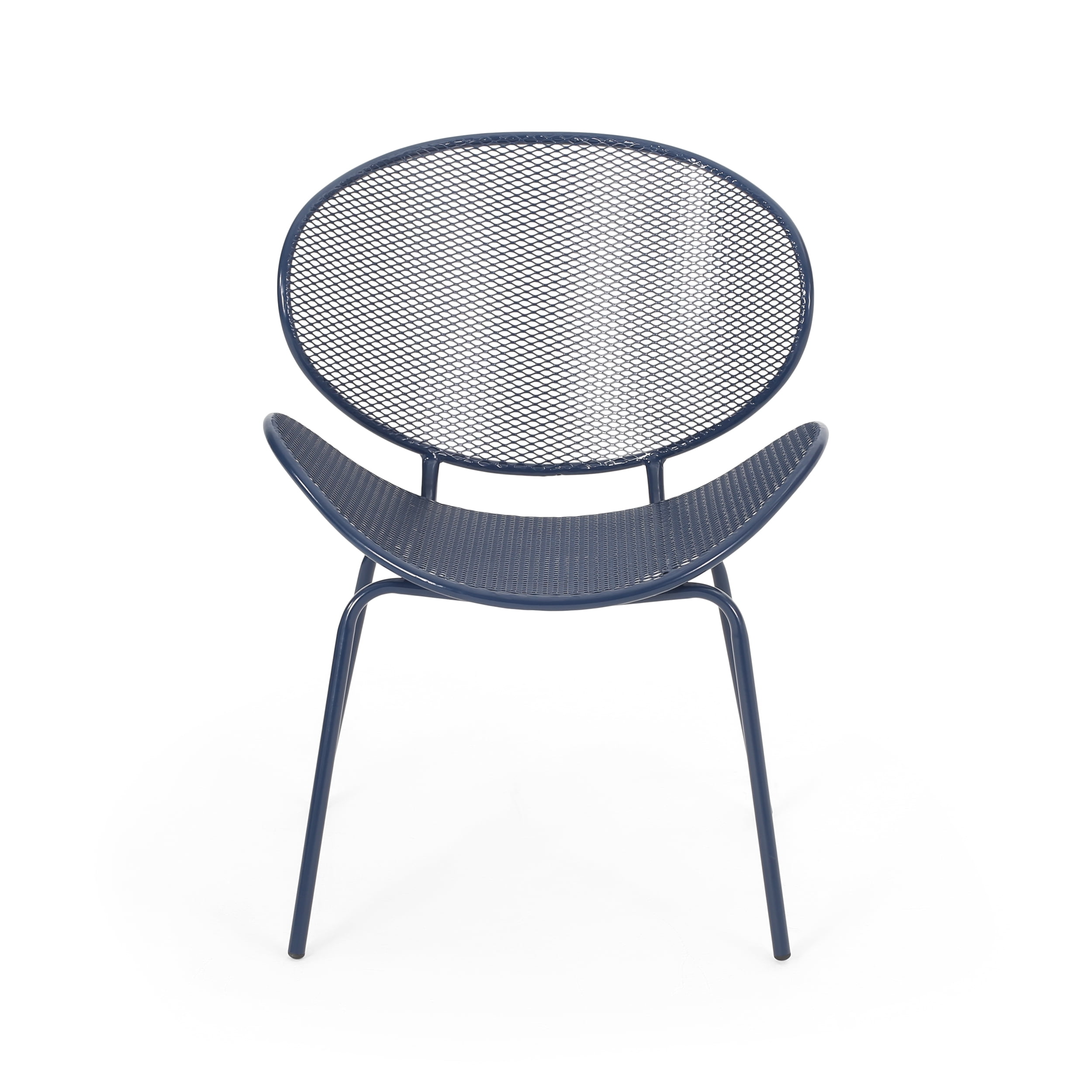 Outdoor Mesh Leisure Chair Set of 2, Shell Style Seats for Patio Garden, Navy Blue