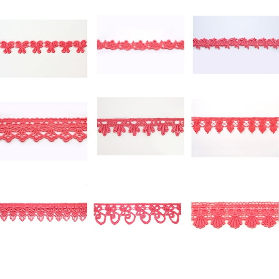 5/8",3/4",1",1.25",1.75",2", 2.5", 3",3.25" Embroidered Coral Venice Lace Trim