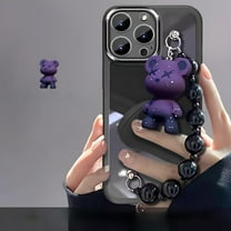 for iPhone 14 Pro Max Case Women Cute with Camera Lens Protector Strap Soft Clear TPU Bumper Protective Phone Case (Black)