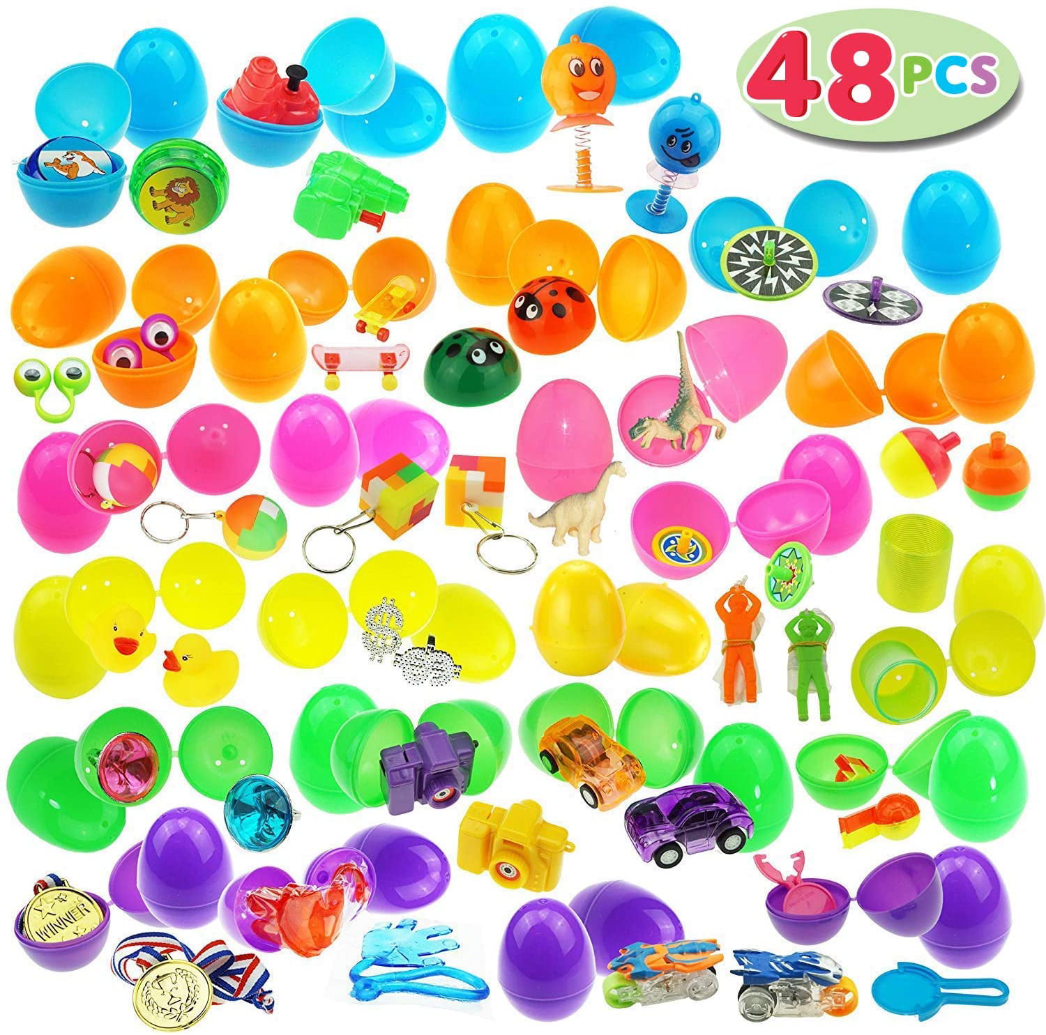 COLOFALLA 12pcs Animal Toys and Easter Eggs Plastic Surprise Eggs Not Pre-Filled Soft Toys Easter Mini Gift for Kids Easter Egg Fillers Hunt Party Favors