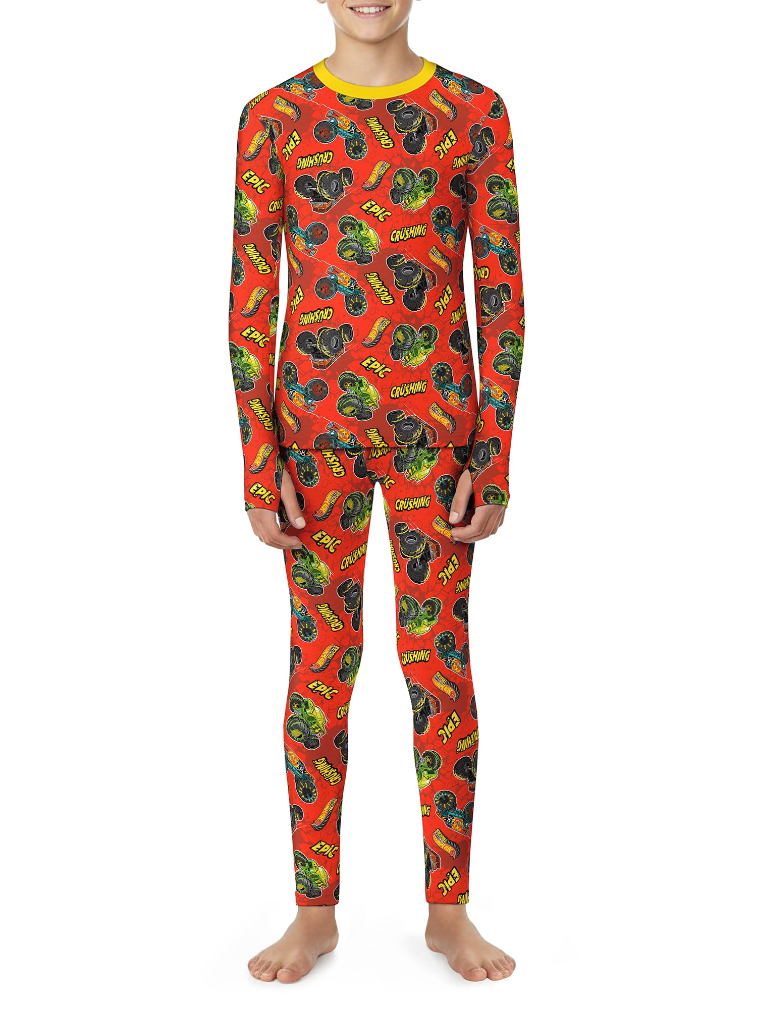 Climateright By Cuddl Duds Monster Hot Wheels Boys Thermal Set, Sizes S-L