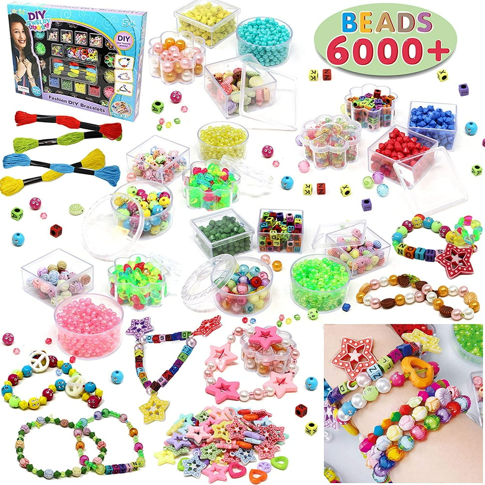 Beads Set 6000 Pieces DIY Beads Kit; 28 Different Types & 4 Color