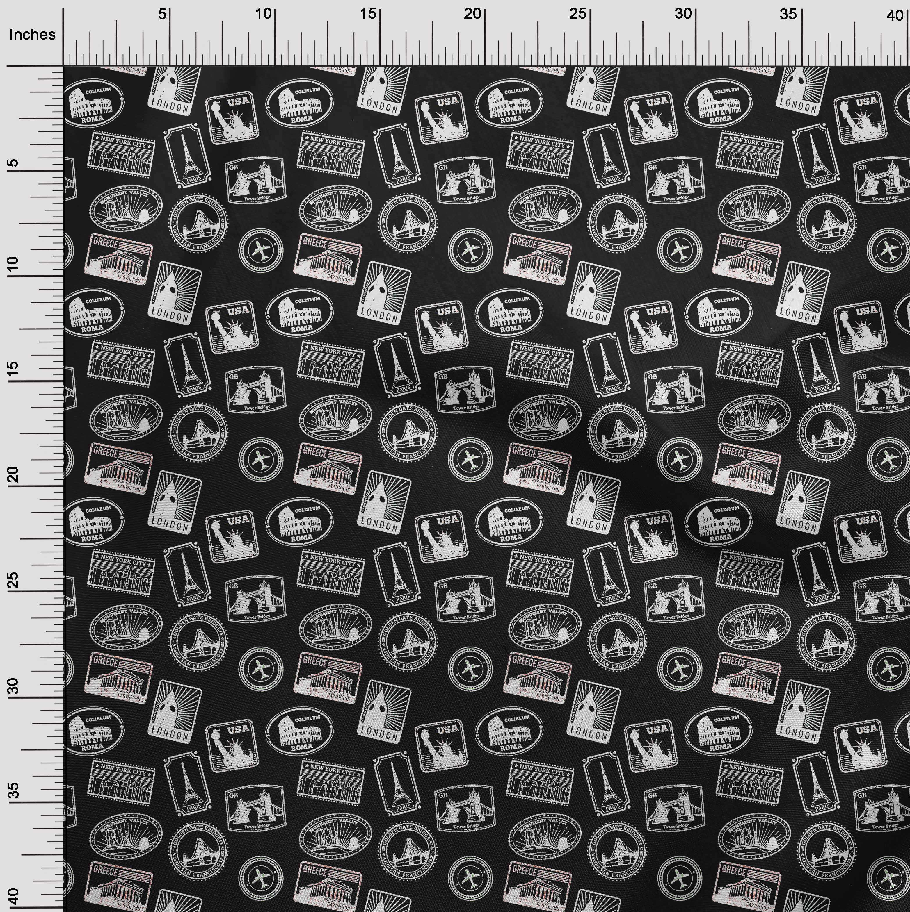oneOone Rayon Black Fabric Travel Sewing Material Print Fabric By The Yard 56 Inch Wide