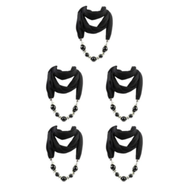 relayinert Wide Application Pendant Scarf Necklaces Beautiful And Elegant Fashion Accessory black 5Set