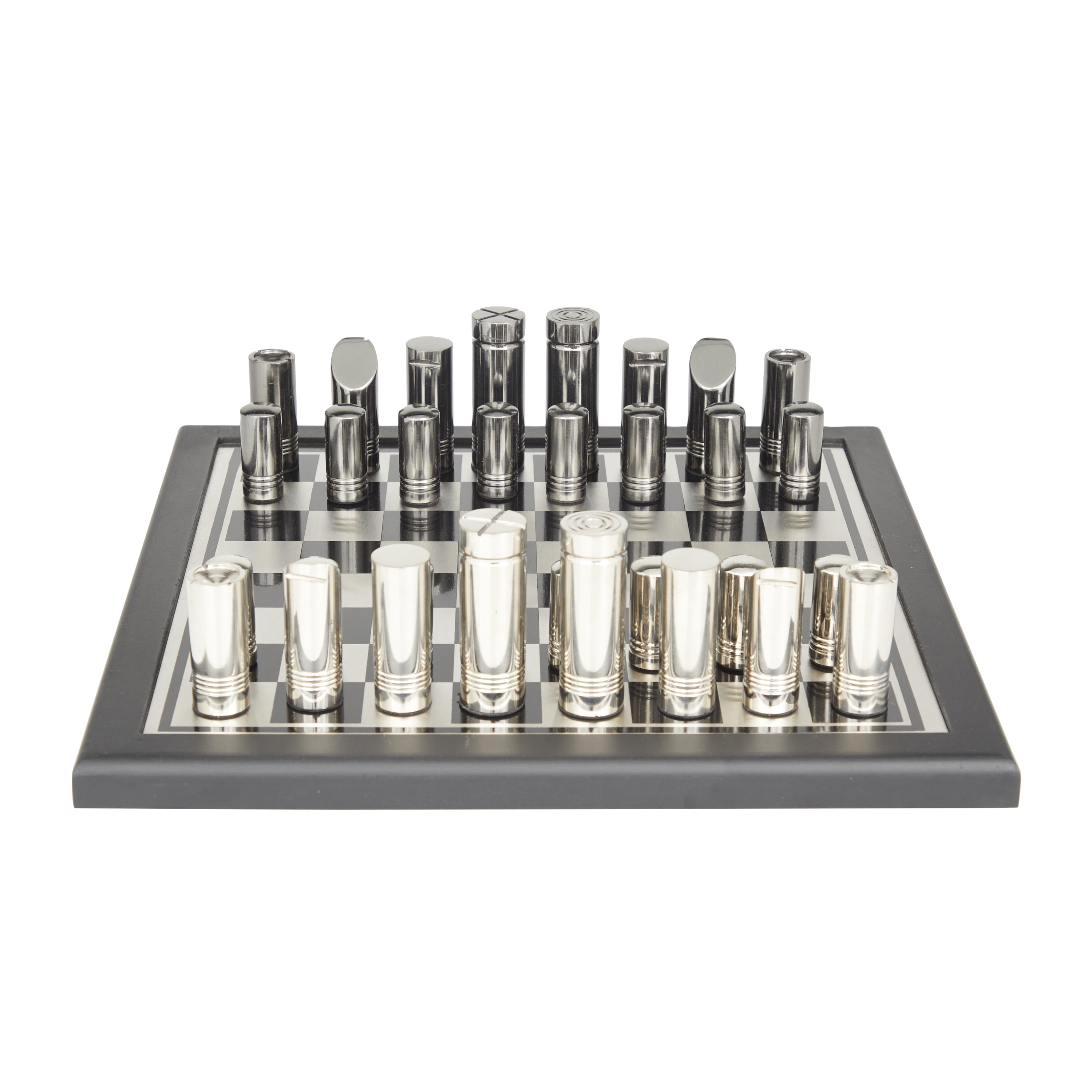 DecMode 14" x 4" Silver Aluminum Chess Game Set, 1-Piece