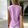 thumbnail image 4 of FchengtaiS Women's Twist Knot Front Tank Top Cotton Linen V Neck Sleeveless Shirts Summer Casual Y2K Tops, 4 of 7