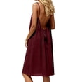 thumbnail image 3 of Women Dresses Spaghetti Strap V Neck Casual Sleeveless Sundress YS8131-Burgundy M, 3 of 8