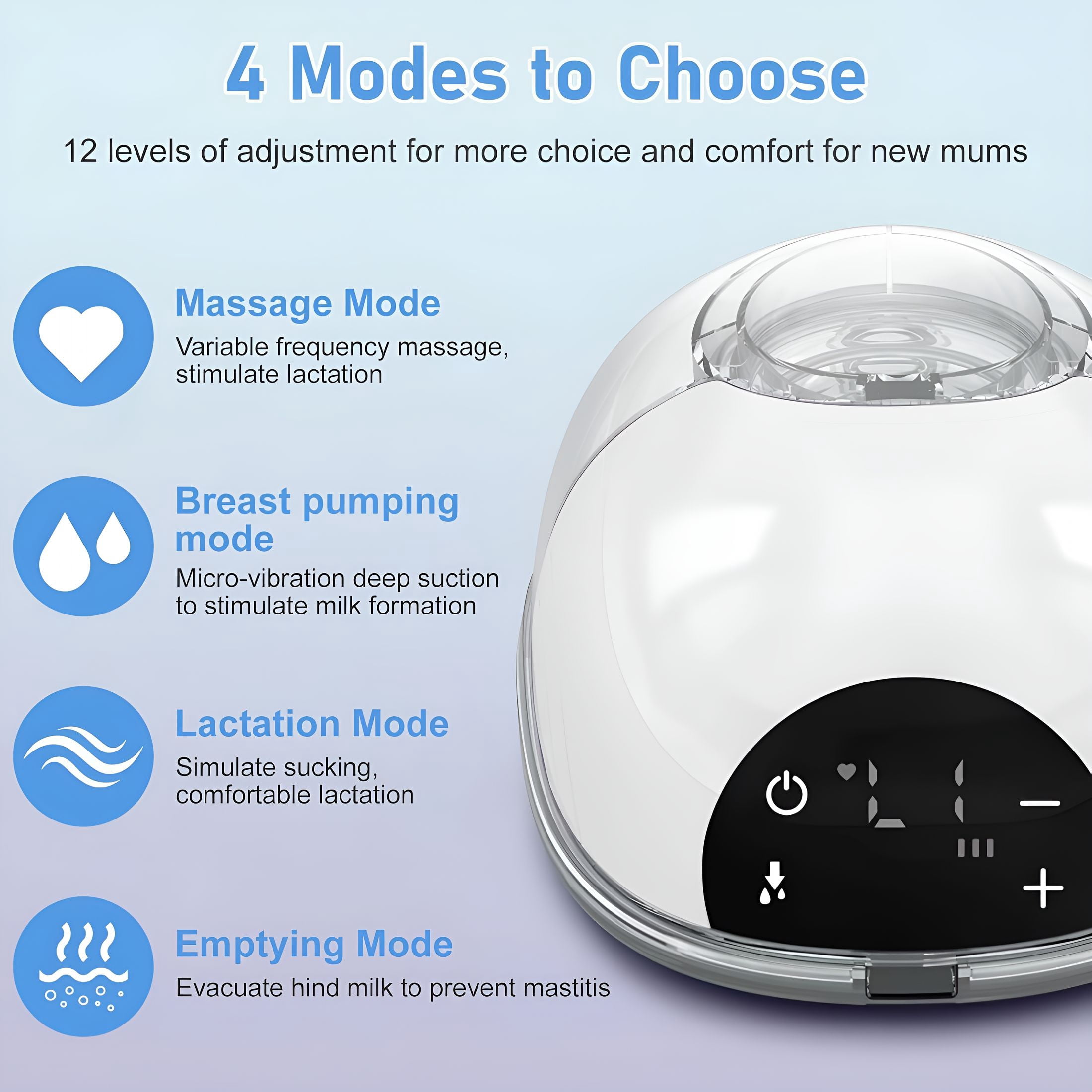 XIRQI Breast Wearable Breast Hands Design 4 Modes 12 Settings Portable Comfortable for Pumping Integrated Hands Low Silent 180Ml Capacity Long Battery Life Comfortable Wearable