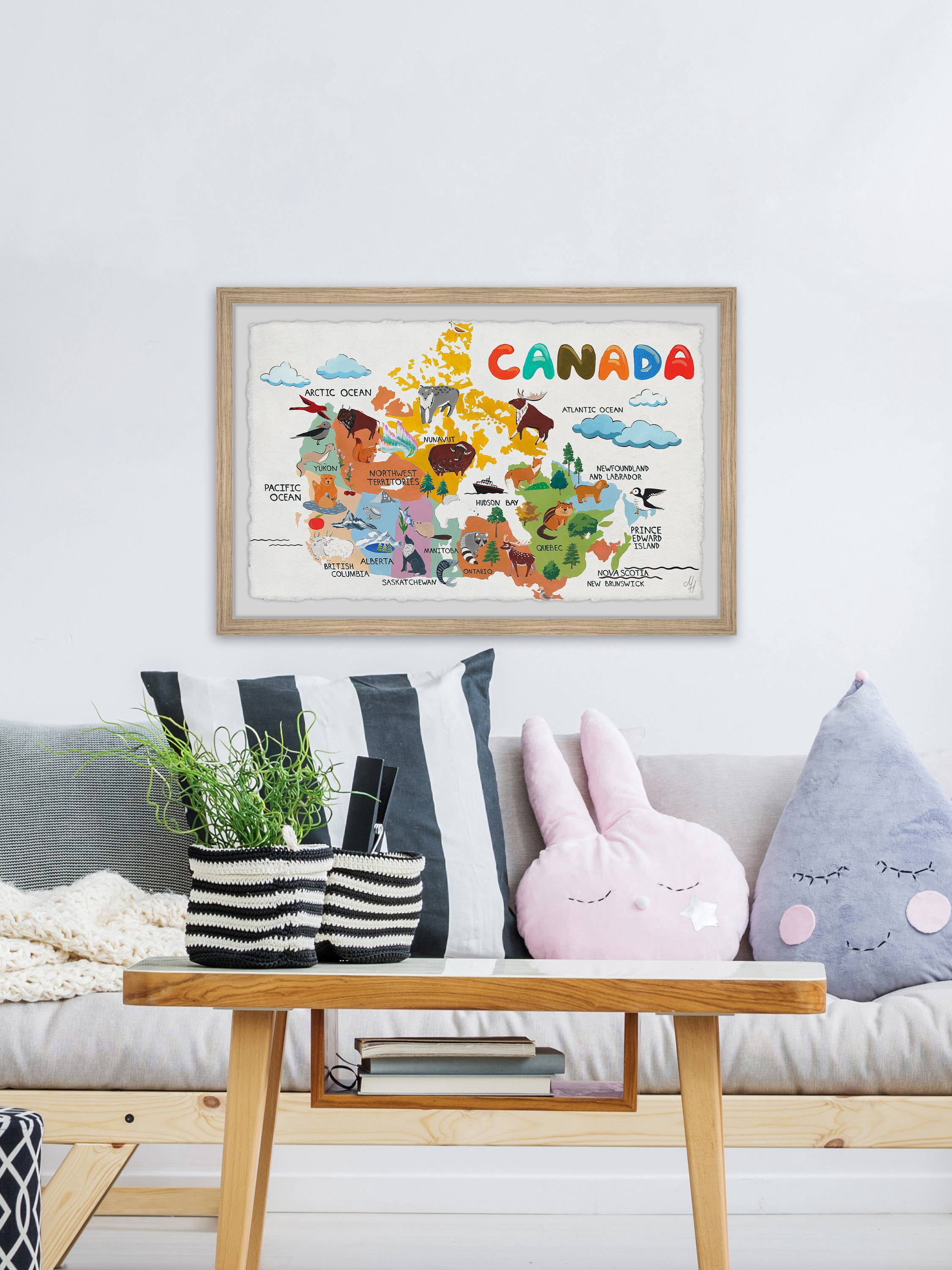Marmont Hill Rainbow Canadian Map Framed Wall Art