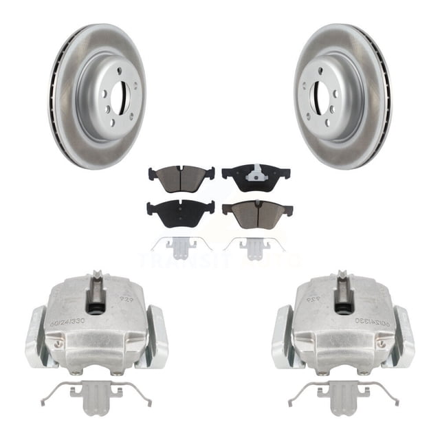 Transit Auto Front Disc Brake Caliper Coated Rotors and Ceramic Pads Kit for Car BMW 528i xDrive Without Performance Brakes with 330mm Diameter Rotor KCG-100466C