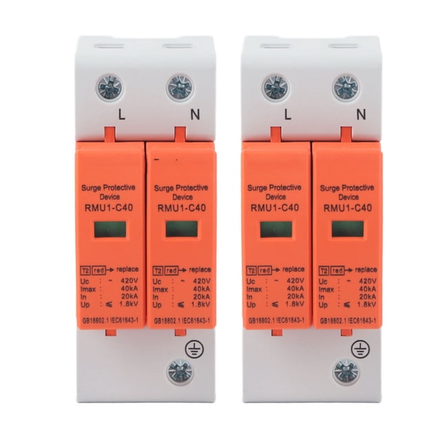 2 protectores contra sobretensiones SPD, pararrayos de CA, disyuntor doméstico 2P 420V RMU1-C40