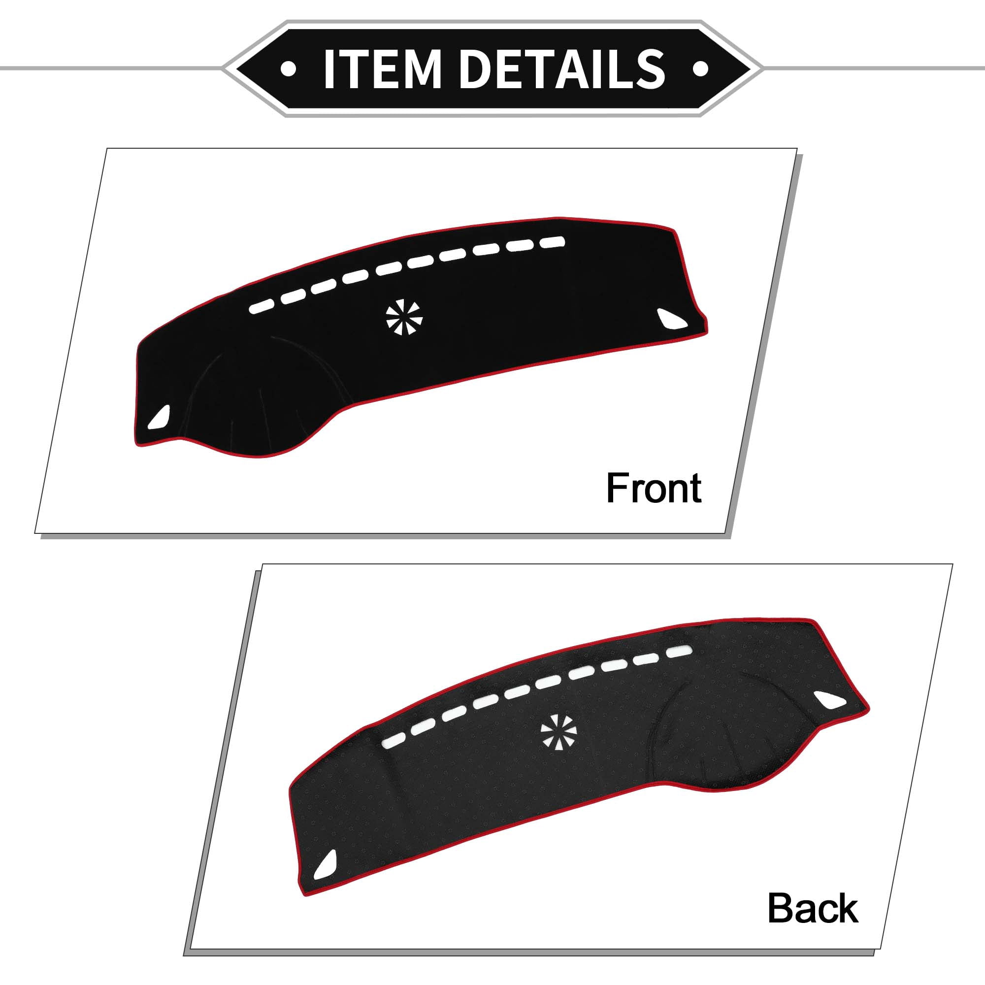 Unique Bargains Dashboard Covers for Hyundai Azera 2006-2011 Non-Slip Dash Cover Mat Polyester Black, Red Front