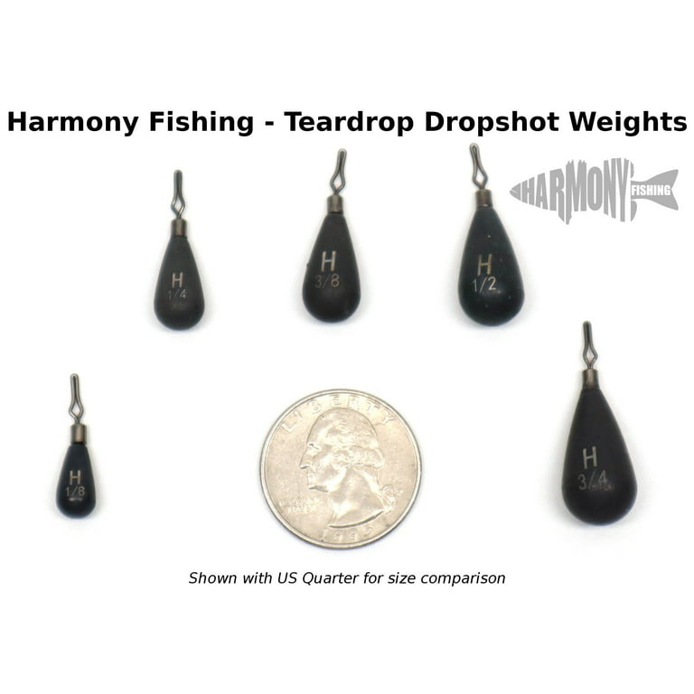 Harmony Fishing - Tungsten Teardrop DropShot/PowerShot Weights 3/8oz 6 Pack