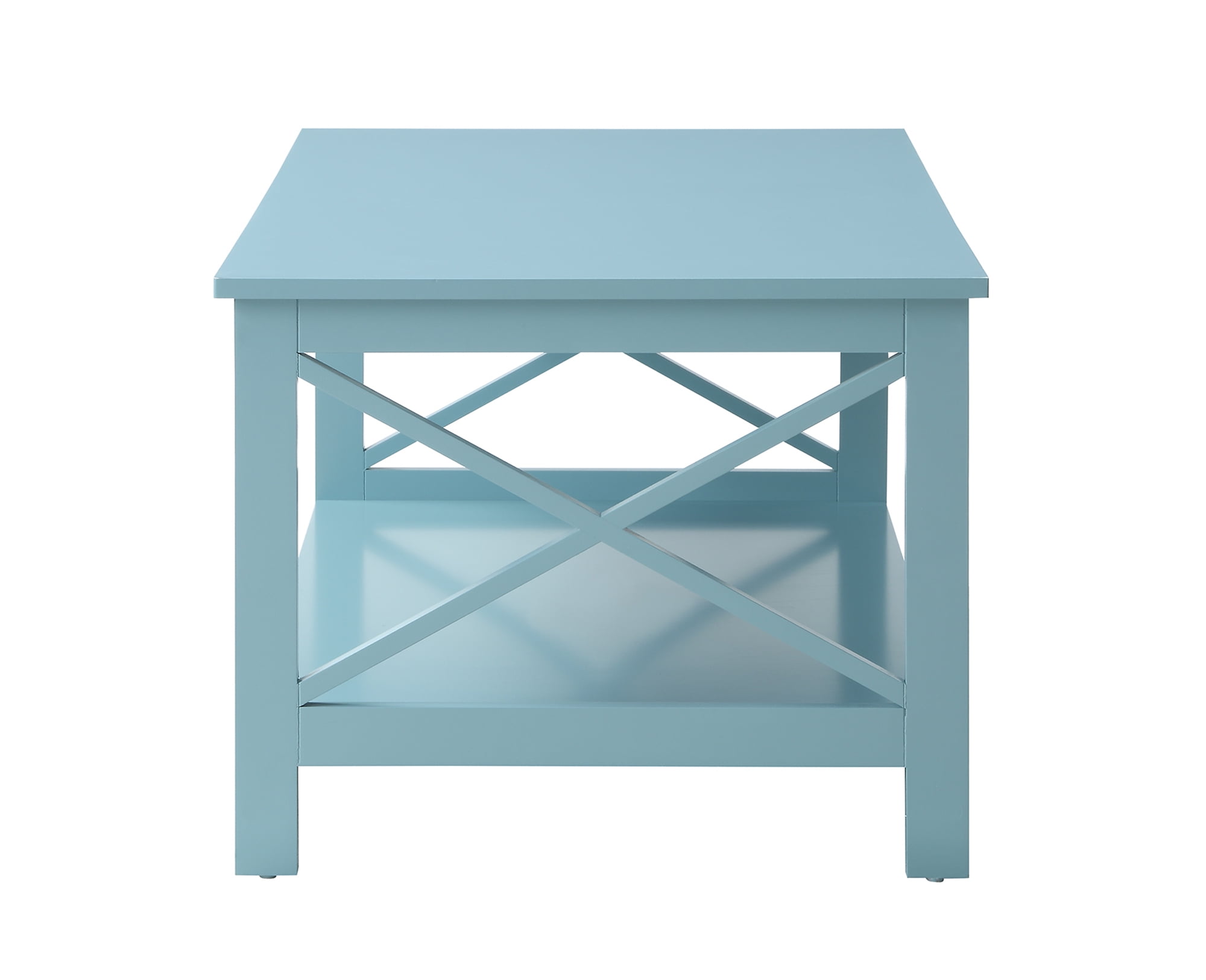 Convenience Concepts Oxford Coffee Table with Shelf, Sea Foam Blue