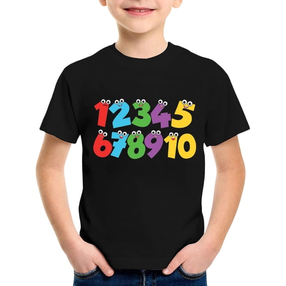 WAYUTE Number Graphic Tees for Boys Soft Short Sleeve Blend Shirts for Kids Playwear Lightweight Casual Outdoor