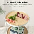 thumbnail image 5 of All Metal Side Table, 2 Tier Anti Rust End Table with Imitation Rattan Pattern on Removable Trays, Round Table for Living Room, Small Nightstand for Bedroom 20.47 Inch x 16.54 Inch Pearl White, 5 of 17