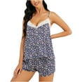 thumbnail image 2 of Aueoeo Women Loungewear Set, Women's Lace Pajamas Set Floral Cami Top and Shorts Camisole Loungewear Set Soft Pjs for Women Set Sleepwear, 2 of 8