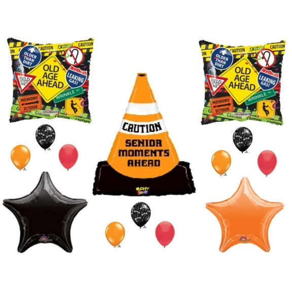 Old Age Road Signs Happy Birthday Party Balloons Decoration Supplies Over Hill