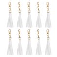thumbnail image 1 of 10pcs Borlas de Cuero PU, Charm de Borla de 6" con Gancho Giratorio para Hacer Joyería (Blanco), 1 of 6