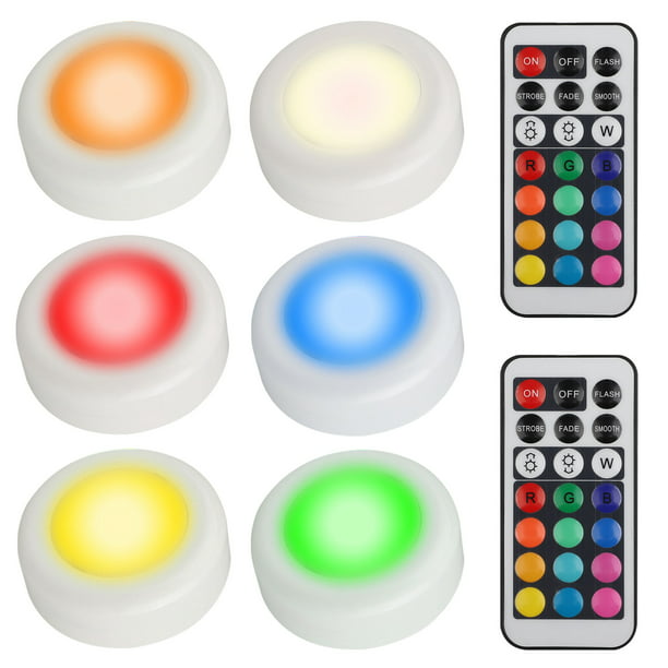GRNSHTS 6PCS Wireless LED Puck Lights with Remote Control, Battery Powered Dimmable Kitchen Under Cabinet - Walmart.com