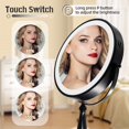 WIZCHARK 9" Large Lighted Makeup Mirror, 1X/10X Magnifying Mirror with
