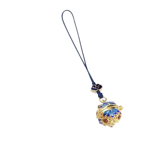 Sachet Ball Pendant Cloisonné Chinese Style Phone Charm | Openable Palace Bell Hanging Decoration | Personality Pendant for Car Key Chain（blue）