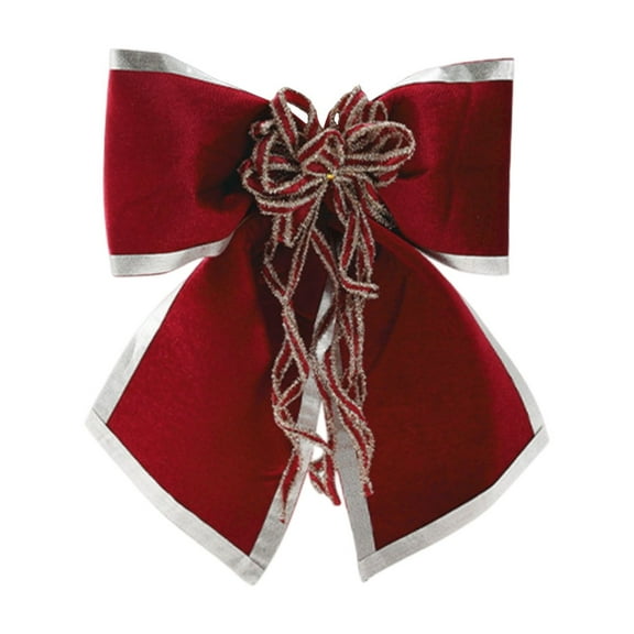 Wine Christmas Bows - Colth Bows with Silver Edge for Christmas Tree, Christmas Decorations for Tree, Garland, Christmas Tree Ornaments, 12.6 In