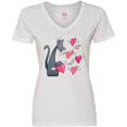 thumbnail image 3 of Inktastic Cat Versus Valentine’s Day Hearts with Wings Women's V-Neck T-Shirt, 3 of 5