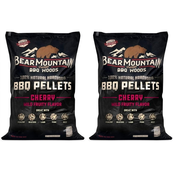 Bear Mountain BBQ FK13 Premium All-Natural Hardwood Mild and Fruity Cherry BBQ Smoker Pellets for Outdoor Grilling, 20 Pounds 2 Pack
