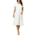 thumbnail image 2 of INSPIRE CHIC Women's Victorian Nightgown Princess Lace Ruffle Short Sleeve Cotton Sleepwear Loungewear L White, 2 of 6