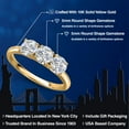 thumbnail image 2 of Gem Stone King 10K Yellow Gold Lab Grown Diamond 3-Stone Engagement Ring for Women | 1.50 Cttw | Round 5MM | Gemstone April Birthstone | DEF Color | VVS-VS Clarity (Size 7), 2 of 6