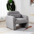 thumbnail image 2 of Pawverly Teddy Fleece Accent Chair with Pillow, Upholstered Armchair Single Sofa Chair for Living Room, Bedroom, or Study, Gray Sherpa Fabric, 2 of 7