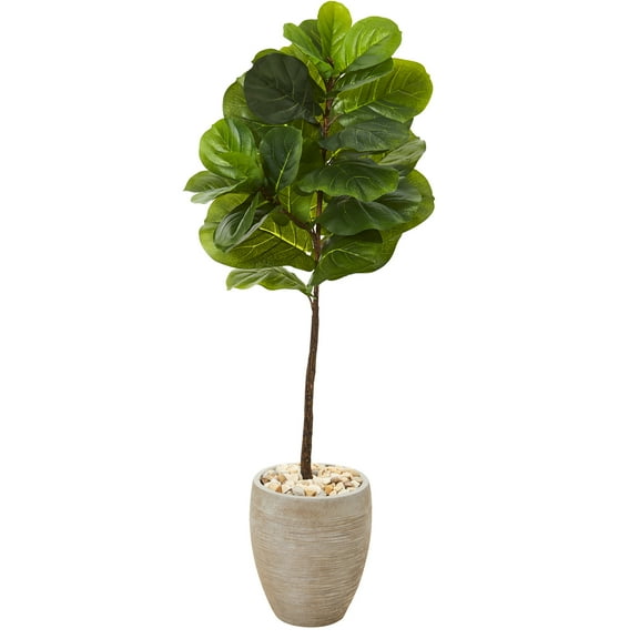 Nearly Natural 50" Fiddle Leaf Artificial Tree in Sand Colored Planter