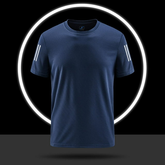 Tops para hombre, blusas y camisas de manga corta con cuello redondo para hombre, blusas de poliéster transpirables de manga corta para deportes al aire libre y para correr en color liso para hombre.