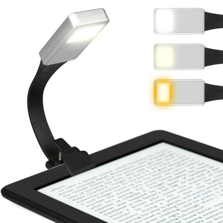 Rechargeable Book Light, Clip on Book Lamp for e-book readers Kindle,3 Levels Color Temperture,Eye Care Reading Lights with Eye-friendly Frosted LED Panel,Ideal for Bookworms, (Best Light Color For Reading)