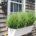 thumbnail image 2 of 8pcs Artificial Outdoor Plants Fake Grass Bushes Artificial Shrubs Artificial Fake Grass Plant Faux Wheat Grass for Outdoor UV Resistant Plastic Greenery Plants (Green), 2 of 5