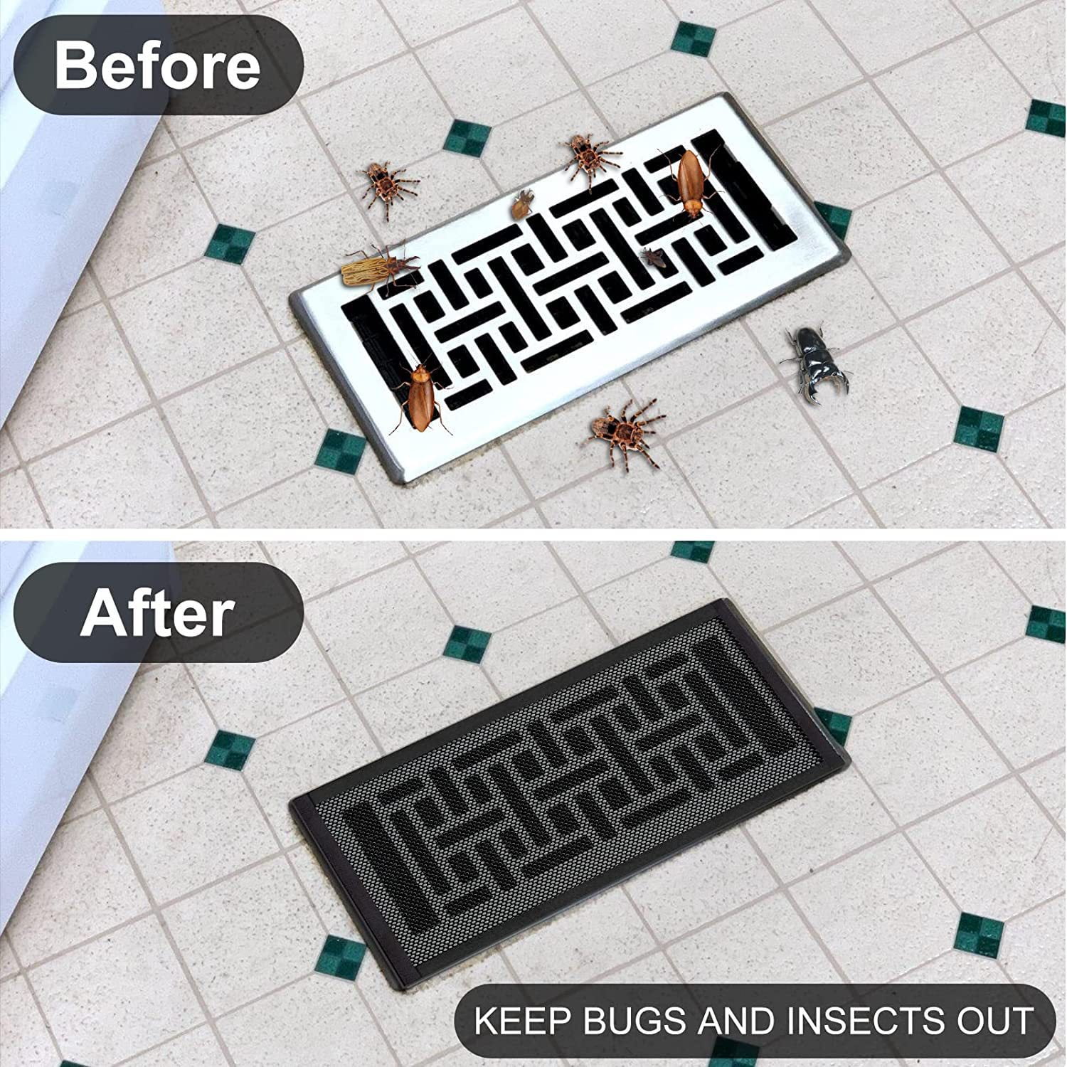 2 Pack DIY Floor Register Vent Cover, 15.7 x 11.8 inch Magnetic Vent Cover Floor Register Trap AC Air Vent Screen Mesh with 8PCS Magnetic Strip for Floor Wall Ceiling Catch Debris Hair Insect